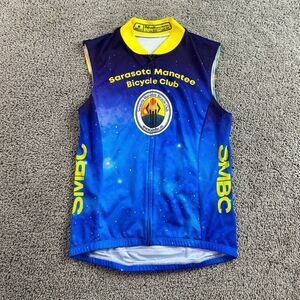 BeSpoke Cycling Jersey Womens Medium Blue Yellow Manatee Bicycle Club *